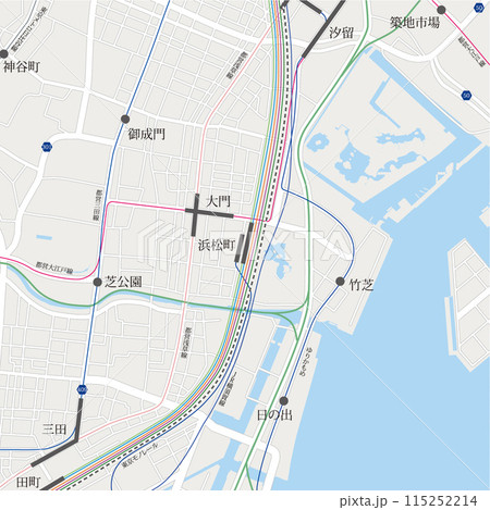 浜松町駅の半径1キロ地図_文字あり 浜松町駅の半径1キロ地図_文字あり 115252214