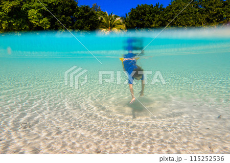 Child snorkeling. Kids underwater. Beach and sea. Child snorkeling. Kids underwater. Beach and sea. 115252536