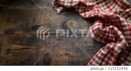 赤色のテーブルクロスと暗い板のテーブル「AI生成画像」 赤色のテーブルクロスと暗い板のテーブル「AI生成画像」 115252856