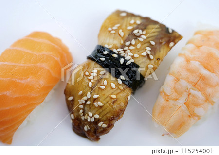 Sushi variety on a table for tasting 115254001