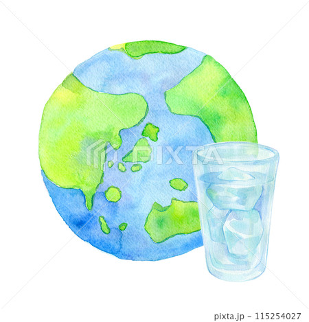 地球の水資源　水彩イラスト 115254027