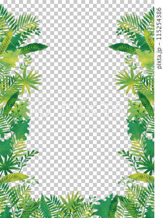 Watercolor style jungle frame 1 vertical 115254386