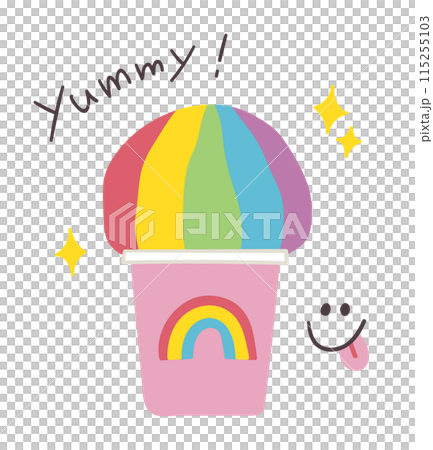 Cute hand-drawn illustration of rainbow shaved ice 115255103