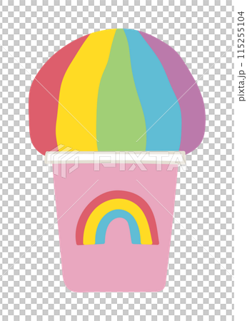かわいい手書きのレインボーかき氷のイラスト かわいい手書きのレインボーかき氷のイラスト 115255104