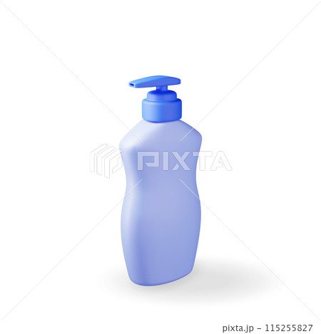 3D plastic bottle with dispenser pump isolated 3D plastic bottle with dispenser pump isolated 115255827