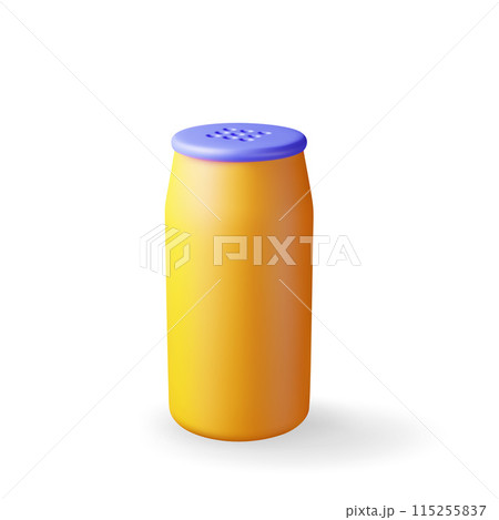 3D detergent powder bottle isolated on white. 3D detergent powder bottle isolated on white. 115255837