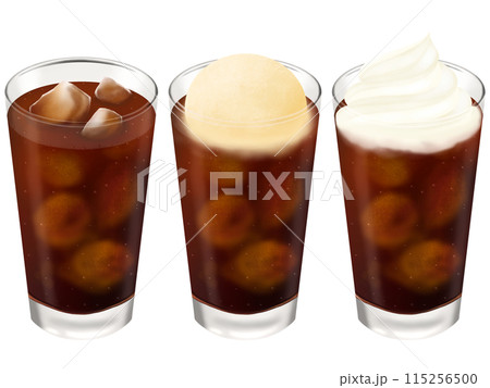 コーラとコーラフロート(バニラアイスのせ、ホイップクリームのせ)3種セット コーラとコーラフロート(バニラアイスのせ、ホイップクリームのせ)3種セット 115256500