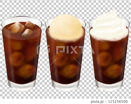コーラとコーラフロート(バニラアイスのせ、ホイップクリームのせ)3種セット コーラとコーラフロート(バニラアイスのせ、ホイップクリームのせ)3種セット 115256500