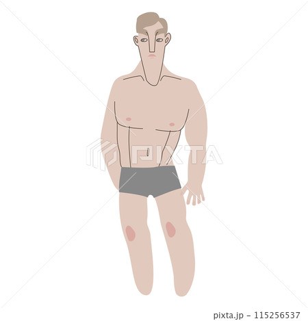 Flat European man in underwear. Pale skin person with blond hair in cartoon style for multinational and diversity designs. Vector illustration. Flat European man in underwear. Pale skin person with blond hair in cartoon style for multinational and diversity designs. Vector illustration. 115256537