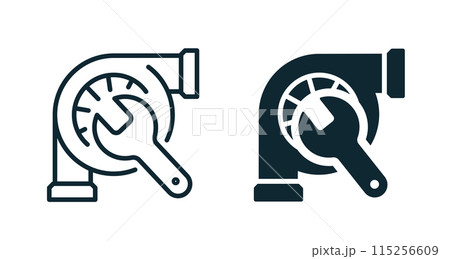 Fuel pump repair icons on white background. Vector illustration. Fuel pump repair icons on white background. Vector illustration. 115256609