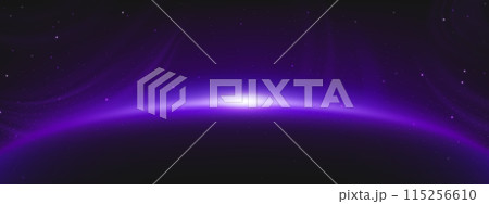 Dark planet with bright light on horizon Dark planet with bright light on horizon 115256610