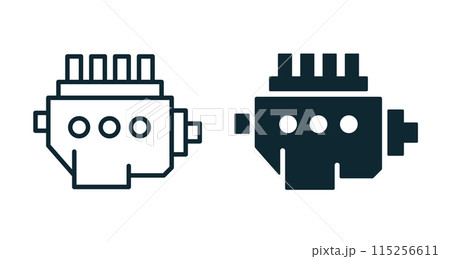High pressure fuel pump icons on white background. Vector illustration. High pressure fuel pump icons on white background. Vector illustration. 115256611