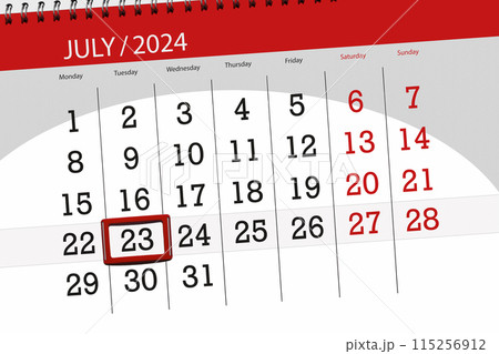 Calendar 2024, deadline, day, month, page, organizer, date, July, tuesday, number 23 115256912