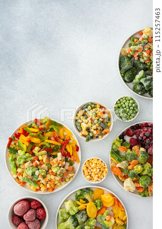 Frozen vegetables and berries 115257463