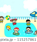 夏にプールで遊ぶ子供たち 115257861