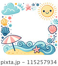 夏の可愛いイラストフレーム枠 115257934