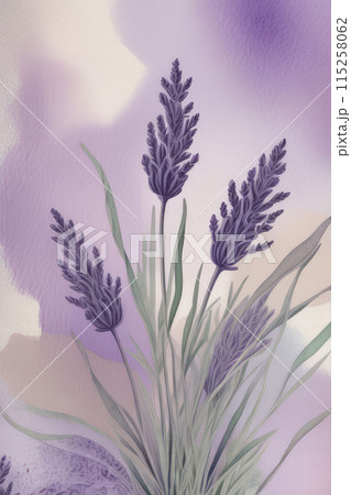 Cute lavender background with copy space in watercolor style. 115258062