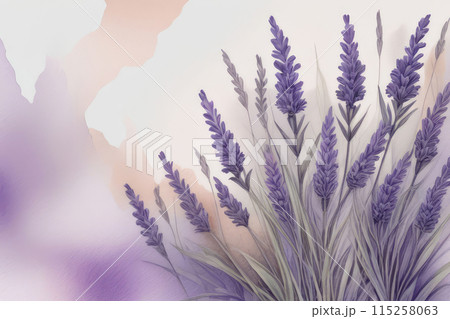 Cute lavender background with copy space in watercolor style. 115258063