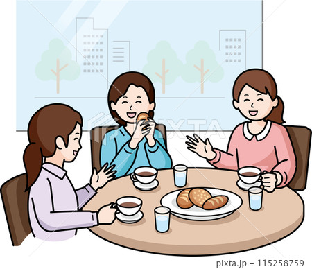女子会　カフェでおしゃべりする女性 115258759