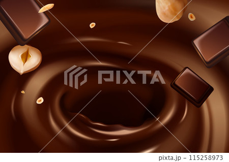 3D Silky chocolate sauce background 115258973