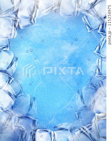 3D Freezing ice cube background 3D Freezing ice cube background 115258975