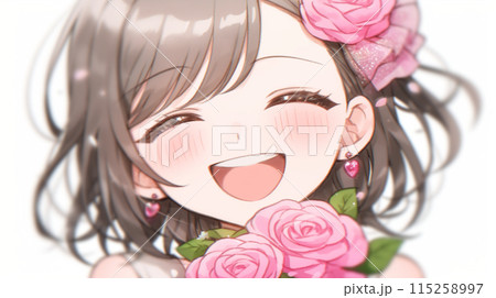 幸せいっぱいの花嫁が満面の笑みを浮かべている