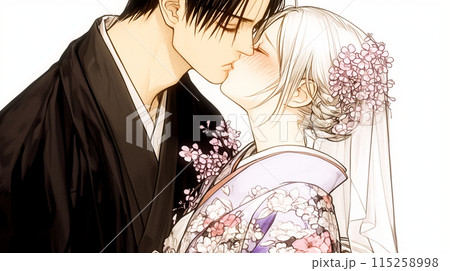 幸せなとき：結婚式キス
