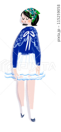 頭にバンダナを巻いた可愛い女の子のイラスト 115259058