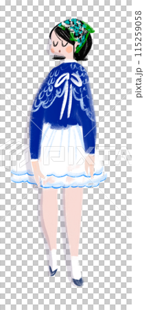 頭にバンダナを巻いた可愛い女の子のイラスト 115259058