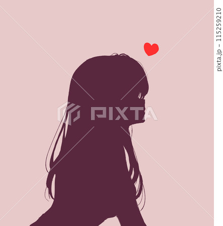 恋する女性の横顔　影絵 115259210