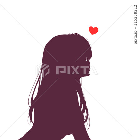 恋する女性の横顔　影絵 115259212