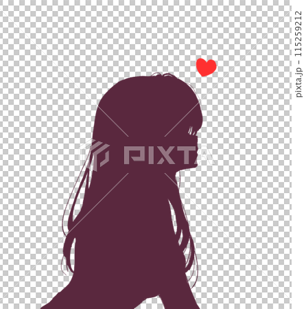 恋する女性の横顔　影絵 115259212