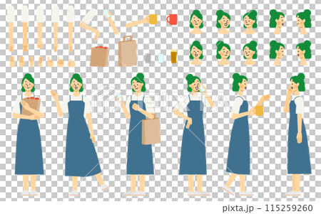 女性キャラクターのボディパーツセット 115259260