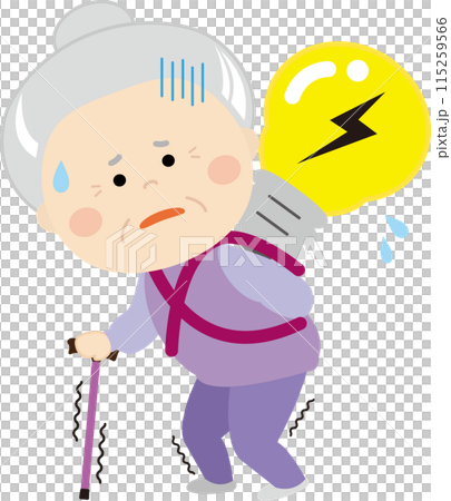 圖 2 一位拄著拐杖提著燈泡的老婦人 圖 2 一位拄著拐杖提著燈泡的老婦人 115259566