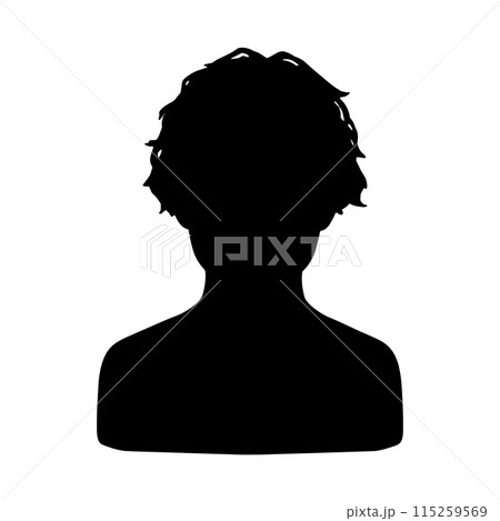 ウェーブヘアの男性シルエットアイコン　黒 115259569