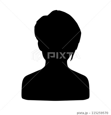 アシンメトリーヘアの男性シルエット 黒 アシンメトリーヘアの男性シルエット 黒 115259570