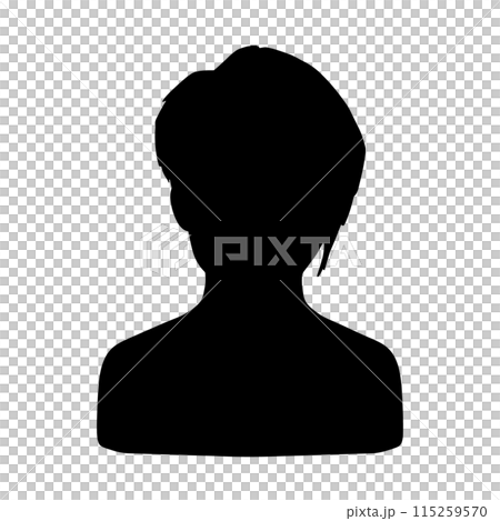 アシンメトリーヘアの男性シルエット 黒 アシンメトリーヘアの男性シルエット 黒 115259570