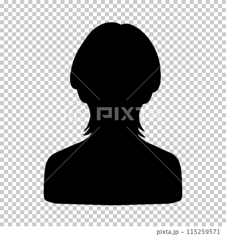 ウルフロングスタイルの男性シルエット　黒 115259571