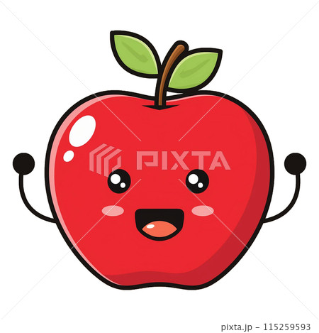 手をあげる可愛いりんごのキャラクターのイラスト素材 [115259593] - PIXTA