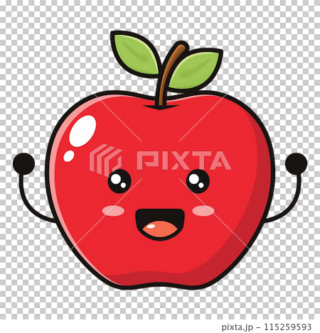 手をあげる可愛いりんごのキャラクターのイラスト素材 [115259593] - PIXTA
