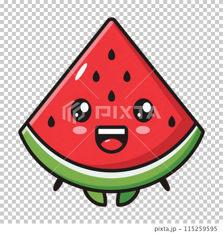 可愛的微笑西瓜角色 115259595