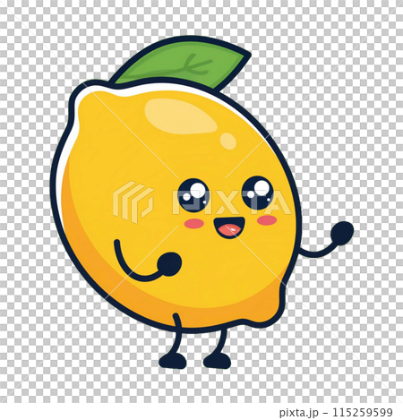 可愛的微笑檸檬角色 115259599