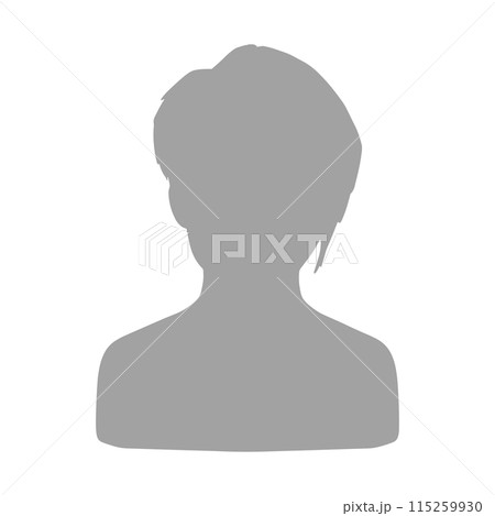 アシンメトリーヘアの男性シルエット グレー アシンメトリーヘアの男性シルエット グレー 115259930