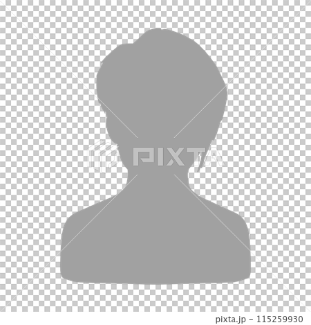 アシンメトリーヘアの男性シルエット グレー アシンメトリーヘアの男性シルエット グレー 115259930