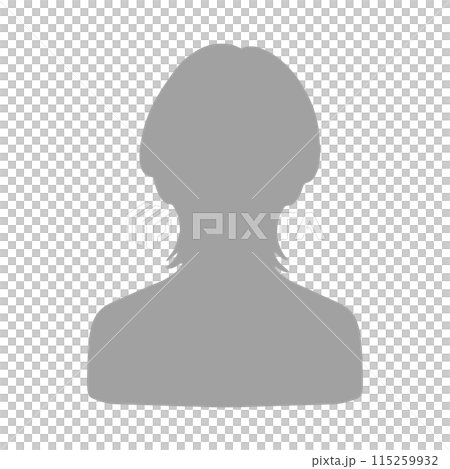 ウルフロングスタイルの男性シルエット　グレー 115259932