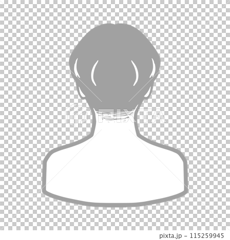 マッシュヘアの男性後ろ姿シルエットアイコン グレー マッシュヘアの男性後ろ姿シルエットアイコン グレー 115259945