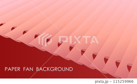 Horizontal red paper fan abstract background with pastel folded surface, cover, site presentation in HD format. UI template layout for web design of internet products. Vector banner 115259966