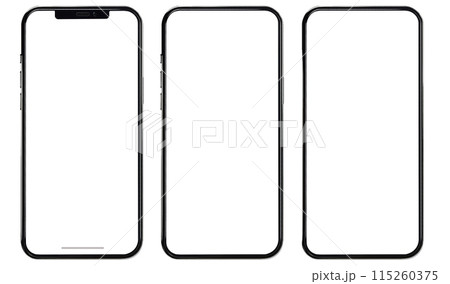 【白背景】スマホ端末のフレーム素材3種　黒 115260375