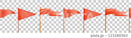 Seamless border with watercolor red flags. Hand drawn graphic endless backdrop on transparent background. Seamless border with watercolor red flags. Hand drawn graphic endless backdrop on transparent background. 115260563