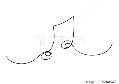 One line musical notes sketch. Outline...のイラスト素材 [115260587] - PIXTA